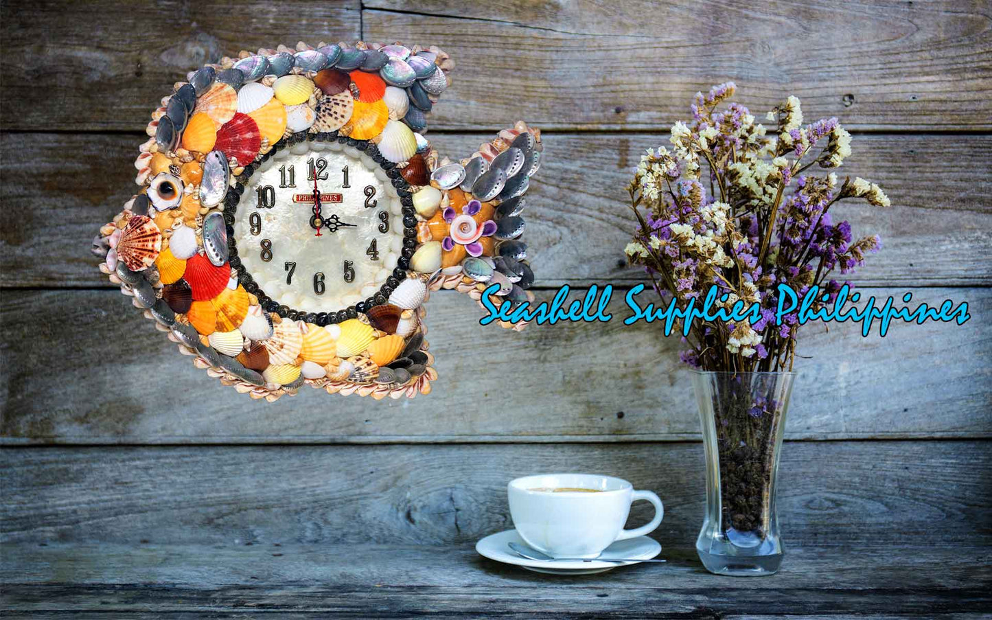 Seashell Wall Clock | Assorted Shells | Fish Shape